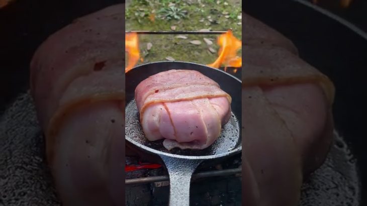 【キャンプ飯】ベーコンのカマンベールチーズ巻き。#shorts #キャンプ #キャンプ飯 #キャンプ料理 #ソロキャンプ