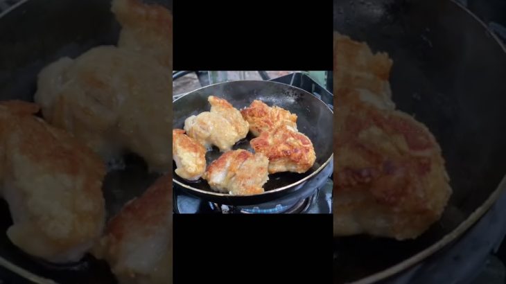 お外で唐揚げ昼飲み🍻乾杯　#夫婦キャンプ