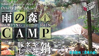 【雨キャンプ】#6 大阪のキャンプ場、渓流園地・漆黒の森キャンプ場で、豚ネギしゃぶ鍋を食べる