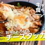 【キャンプ飯】旨辛！チーズとろける『チーズタッカルビ』寒い時期のキャンプに！スキレットで熱々！韓国料理　치즈 터커비【簡単レシピ】