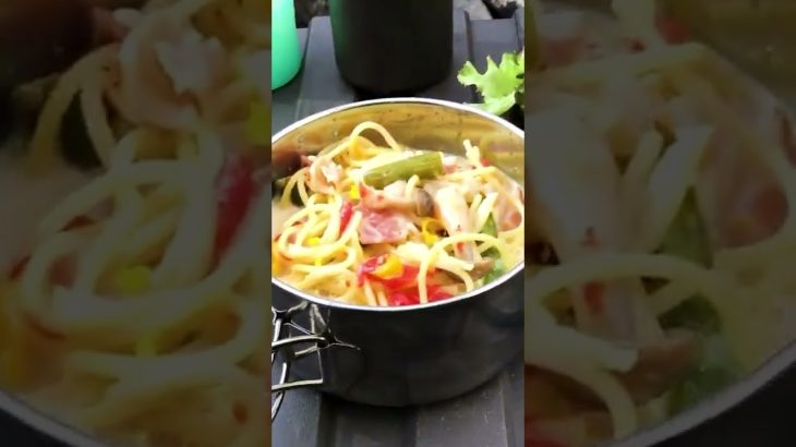 ゆるキャン△スープパスタを直火のできるキャンプ場で作ってみた #shorts