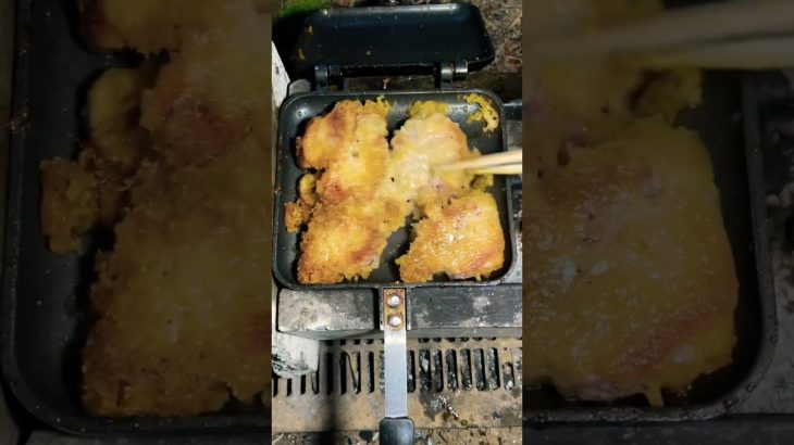 【キャンプ飯】焼くだけ簡単な豚ヒレのカツレツ【シンプルに旨い】 #shorts