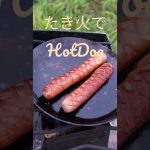 【キャンプの朝ごはん】たき火でHotDog！シンプルに美味いよね #shorts