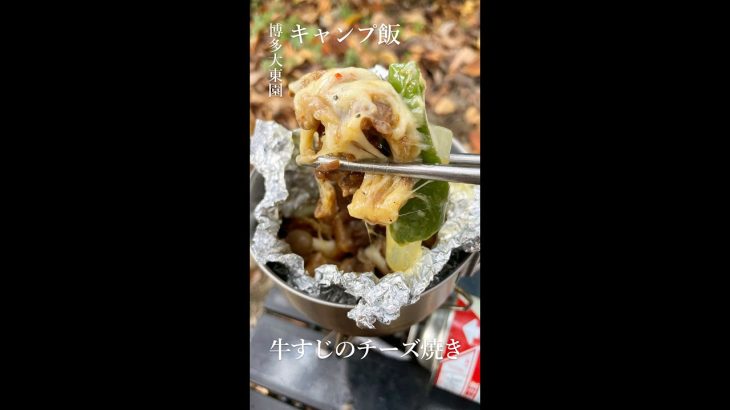 【キャンプ飯】とろ～りチーズが最高😆”牛すじのチーズ焼き”🧀 #shorts