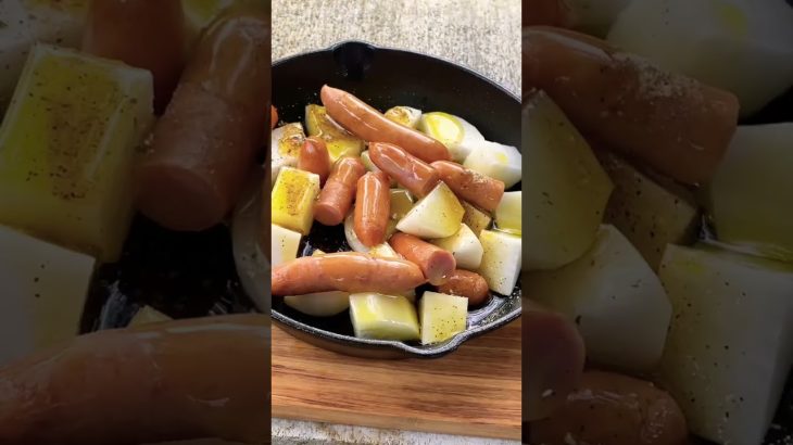 【キャンプ飯】煮るだけ簡単なウインナーと大根のアヒージョ【シンプルに旨い】 #shorts