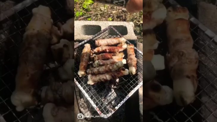 肉巻きおもち🥓Mochi&pork   #簡単 #キャンプ飯 #田舎暮らし #camping