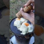 ソロキャンプのたき火飯 卵とチーズトロトロの絶品ハンバーガー #shorts
