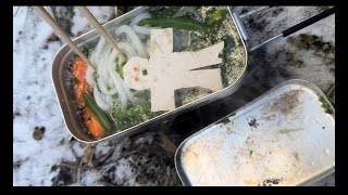 【極寒フィンランド】怪しいヴィーガンうどんソロキャンプ【落ち着くジャズと北欧生活 24】Japanese dude makes Vegan Udon in the Snow