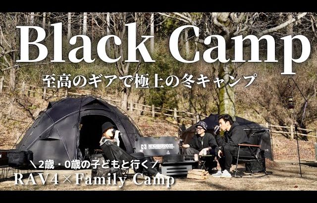 【ブラックキャンプ】ドームテントと薪ストーブで極上のおこもり冬キャンプ【ファミリーキャンプ】RAV4