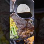 【キャンプ飯】旨すぎた！Wガーリックステーキ🥩 #キャンプ #焚き火 #camping #料理