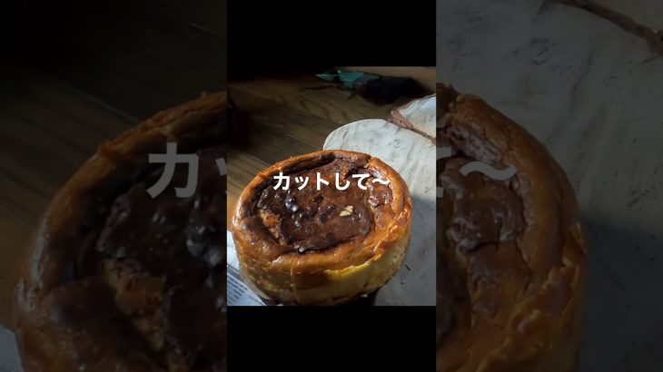 キャンプデザート　バスクチーズケーキ　和鉄ダッチオーブン　スノーピーク　微妙のようですが…。#snowpeak  #camp  #ダッチオーブン