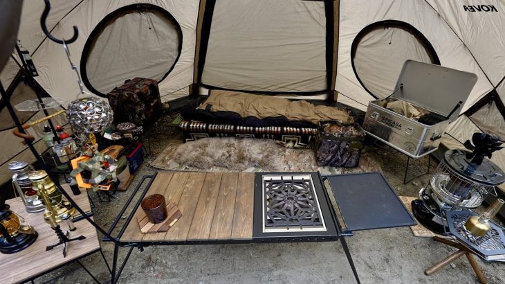 【ソロキャンプ】かっこいいアイアンで統一🔥ドームテントおすすめレイアウト紹介🏕イワタデンキ４つ⁉︎娘さんにもらったものとは？