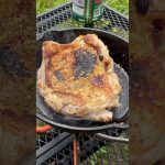 キャンプ飯‼️ほりにしで鶏肉を焼いて　レモンサワーで押し込む！