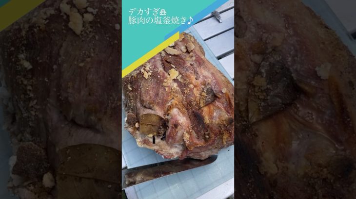 デカすぎ😲キャンプ場で豚肉塩釜焼きを女子会BQ大会で作る♪#キャンプ飯 #キャンプ #アウトドア #ダッチオーブン料理 #塩釜 #料理 #料理動画