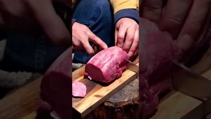 【キャンプ飯】いつかのコストコタン捌いて焼いちゃいます #キャンプ #キャンプ飯 #cooking #ソロキャンプ #shorts  #焚き火