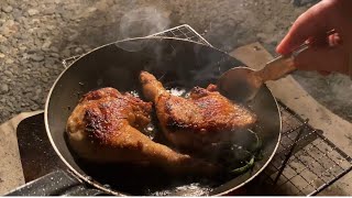 鶏モモ肉のローストマスタードソース  #shorts #キャンプ女子#ソロキャンプ女子#キャンプ飯