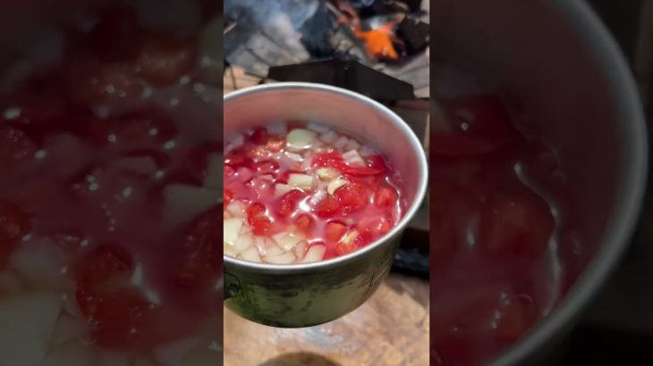 【キャンプ飯】モーニングスープ#ソロキャンプ  #キャンプ飯#shorts