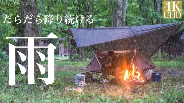 雨のぼっちソロキャンプ「キャンプ女子にもおすすめ」雑穀米キャンプ飯と超軽量テントコット　ASMR　2023年初