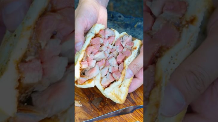 【STEAK SANDWICH 】(BEEF)キャンプで肉パン！👨‍🍳🔥#ズボラ飯 #キャンプ飯#camp #cooking #foodie #food  #캠프 #營地  #露營