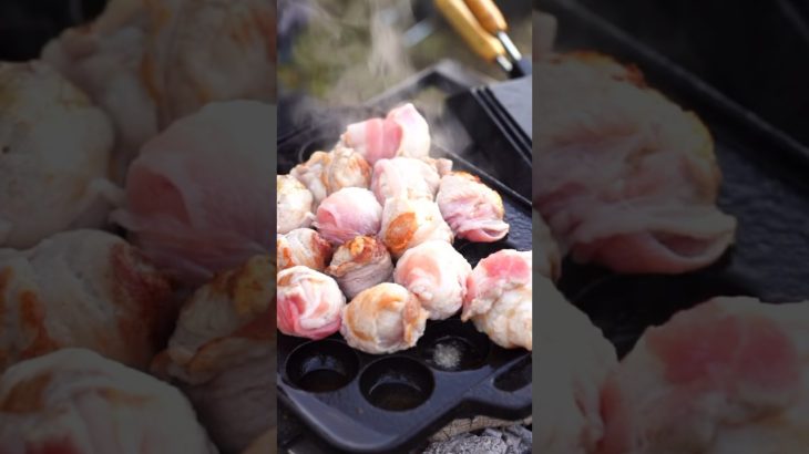 たこ焼きプレートにぎゅうぎゅうの肉巻きおにぎり【子どもと作るキャンプ飯】 #キャンプ飯 #ファミリーキャンプ #outdoorcooking