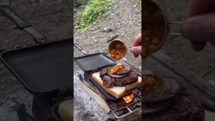 チーズステーキホットサンド【キャンプ飯】 #shorts
