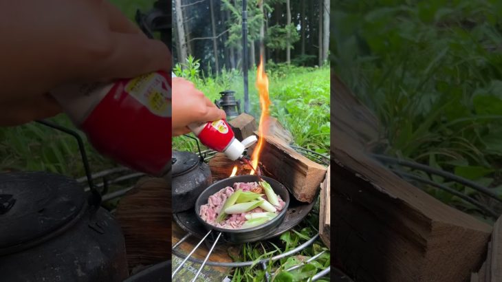 【キャンプ飯】肉うどん#キャンプ#ソロキャンプ #shorts