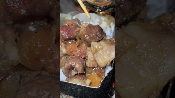 【最強】高い肉の牛すじ丼はうまい！！【キャンプ飯】