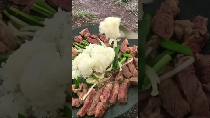【キャンプ飯】 ビーフステーキジャンバラヤ