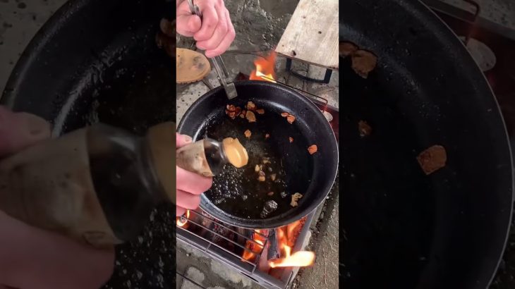 【簡単キャンプ飯】安いステーキ肉もアルミホイルで5分休ませればいい感じ。ガーリックバター醤油ソース　#shrots #camping #food #cooking