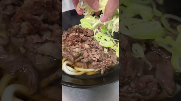 キャンプで余った牛肉を使って薬味うどんを作ります#shorts