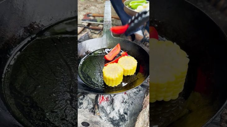 【キャンプ飯】焼き野菜とカチョカバロチーズ#shorts