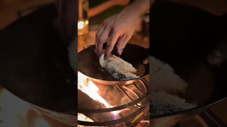 森キャンプでサーモンのパリパリパセリinチーズ作ってみた#camping #camp #camper #キャンプ