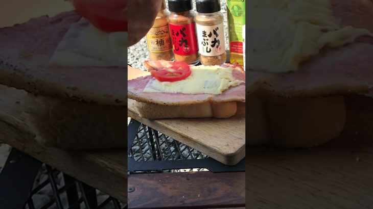 【キャンプ飯】いつかのベーコントマトエッグチーズオープンサンド #キャンプ #キャンプ飯 #ソロキャンプ #cooking #焚き火調理