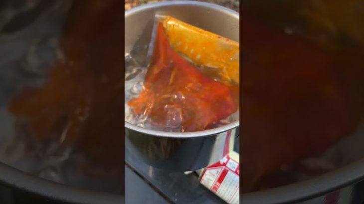 【キャンプ飯】温めるだけのスープはキャンプに便利です☻ #shorts
