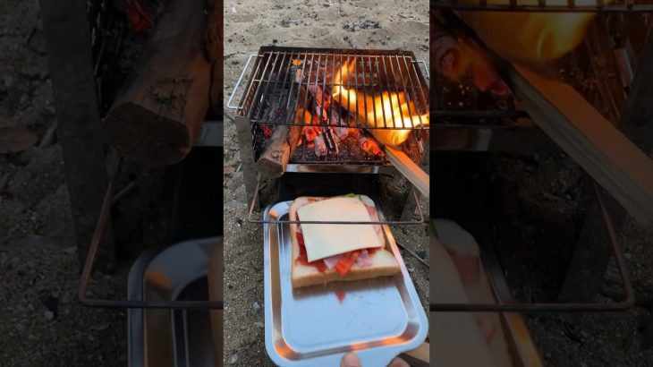 キャンプ初心者ピザトースト作ったらまさかのチーズが😭 #キャンプ飯