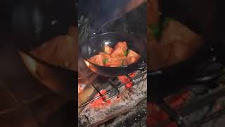 焚き火とスープカレー  #キャンプ飯  #焚き火飯 #curry