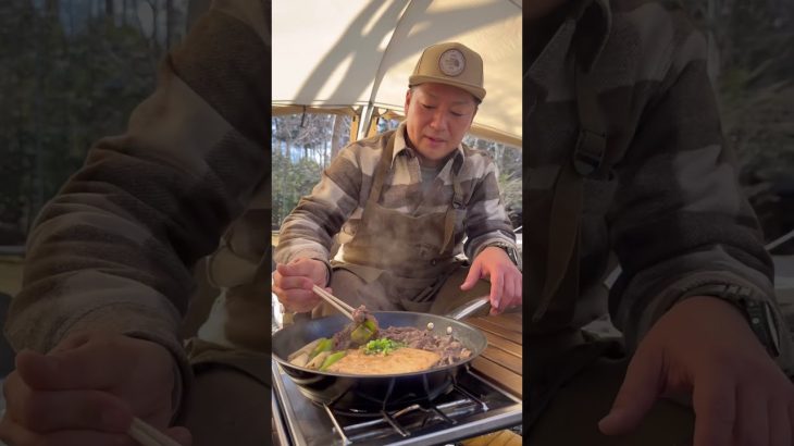 冬キャンプに最適！【肉豆腐】　#short #キャンプ飯 #アウトドア飯