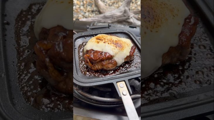 キャンプ飯『炙りチーズの肉巻き明太子おむすび』 #キャンプ #キャンプ飯 #ホットサンドメーカー