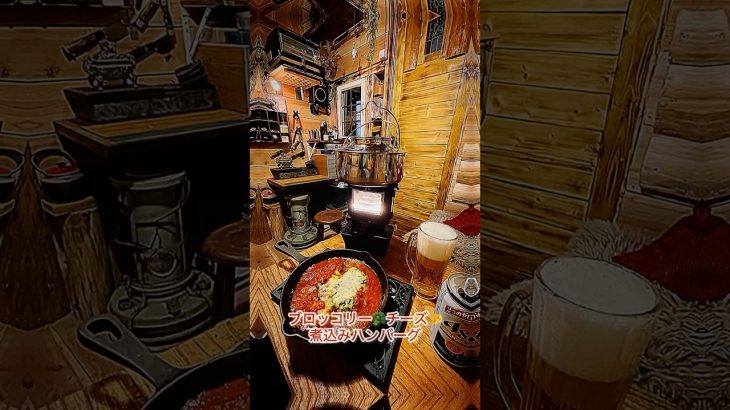 アイロンストーブで🥦🧀ブロッコリーチーズ煮込みハンバーグ作りました