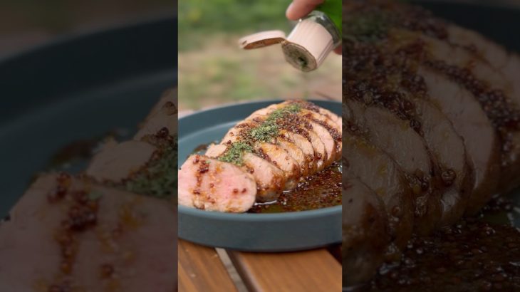 肉料理に合う絶品ソース！【豚ヒレ肉のハニーマスタードソース】はちみつの甘味とマスタードの香りが最高！　#キャンプ飯 #料理動画 #レシピ動画 #簡単レシピ