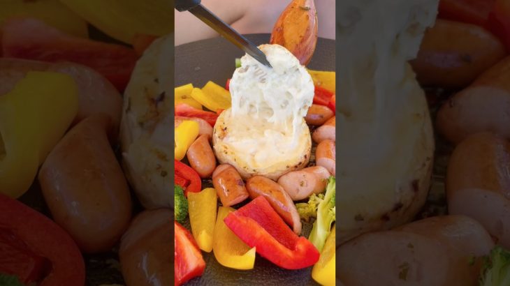 カマンベールチーズフォンデ🧀焼くだけ簡単✨#キャンプ飯 #デイキャンプ #チーズ #キャンプ