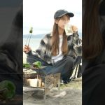 ピーマンの丸焼きと山椒ハイボール🫑🍻🔥　#camping #キャンプ #露營