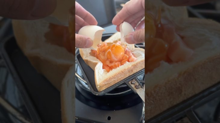 燻しサーモン入りエッグチーズホットサンドがスモーキーすぎて絶品だった#shorts