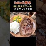 【極上炭火ステーキ白米がっつく男飯】#shorts #cooking #camping #キャンプ飯
