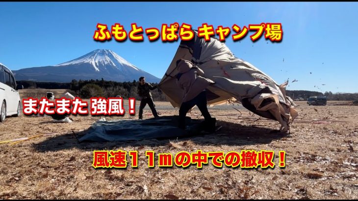 【 ふもとっぱらキャンプ場 】風速11メーターの中での間一髪の撤収　強風の中でも快適キャンプ　コクーンDRリミテッド