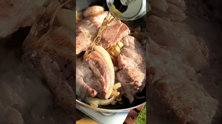 【キャンプ飯】ビールで煮る豚塊肉 #shorts #キャンプ#キャンプ飯#簡単レシピ