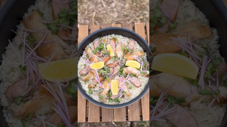 【キャンプ飯】海鮮は使わず肉で作る肉パエリア】香草の香りがたまらない！　#キャンプ飯 #レシピ #レシピ動画