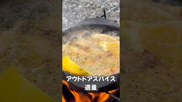 最高に美味いキャンプの酒のつまみ❗️手羽元のレモンバター煮🍋