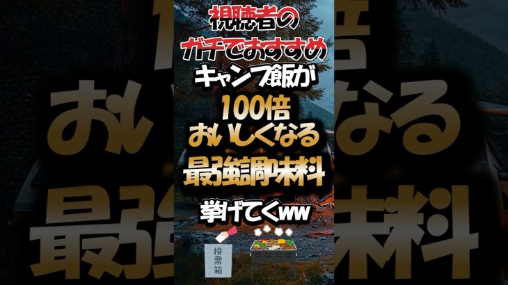 【有益】視聴者のガチでおすすめ！キャンプ飯が100倍おいしくなる最強調味料挙げてくww