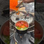 【キャンプ飯】釜玉明太うどん#キャンプ#ソロキャンプ #shorts